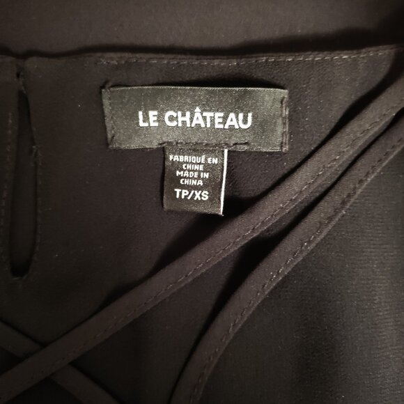 Sexy Black Sleeveless Blouse with Strappy Front Cut-Out by Le Chateau - Picture 4 of 5